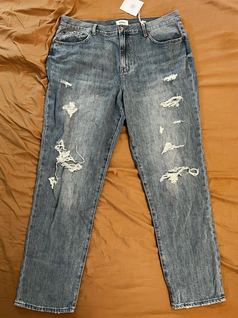 pistola Distressed Blue Straight-Leg Jeans